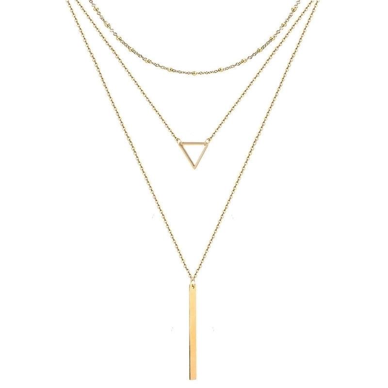 Collana a strati geometrici in acciaio inossidabile