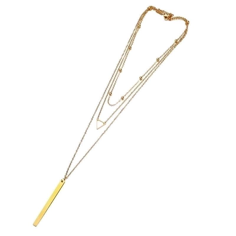 Collana a strati geometrici in acciaio inossidabile