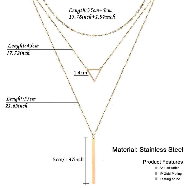 Collana a strati geometrici in acciaio inossidabile